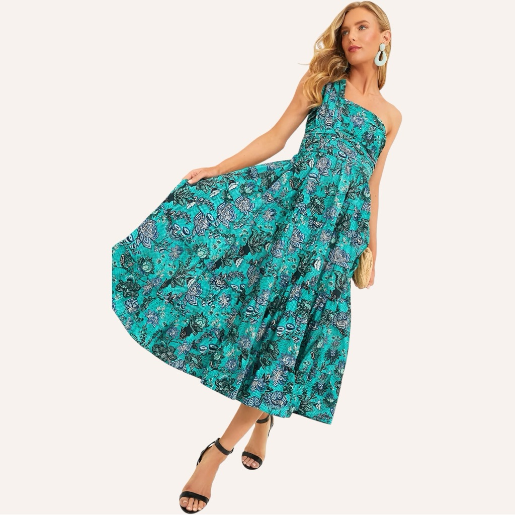 Ulla Johnson Ellie Oneshoulder Midi Dress Jade
